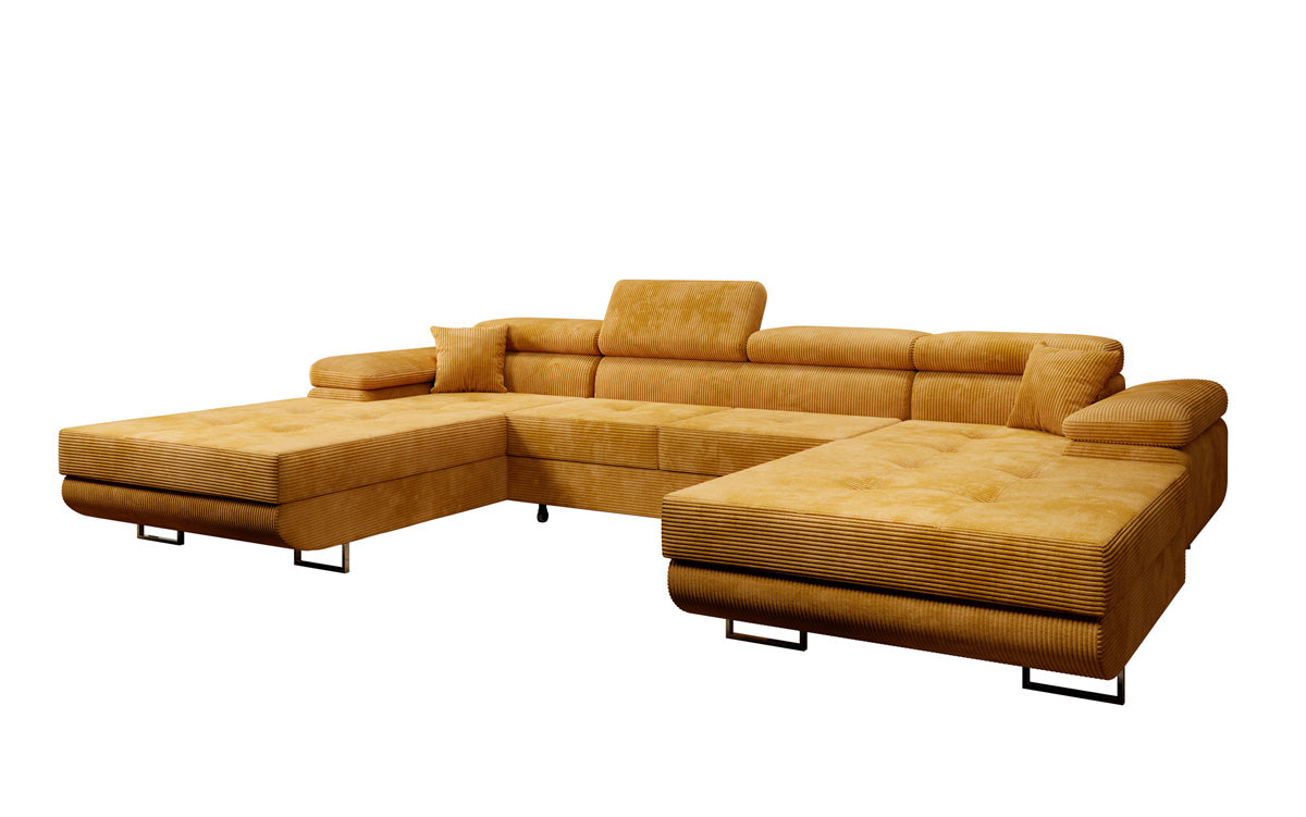 Designer Sofa Calvera U met slaap- en klapfunctie in corduroy