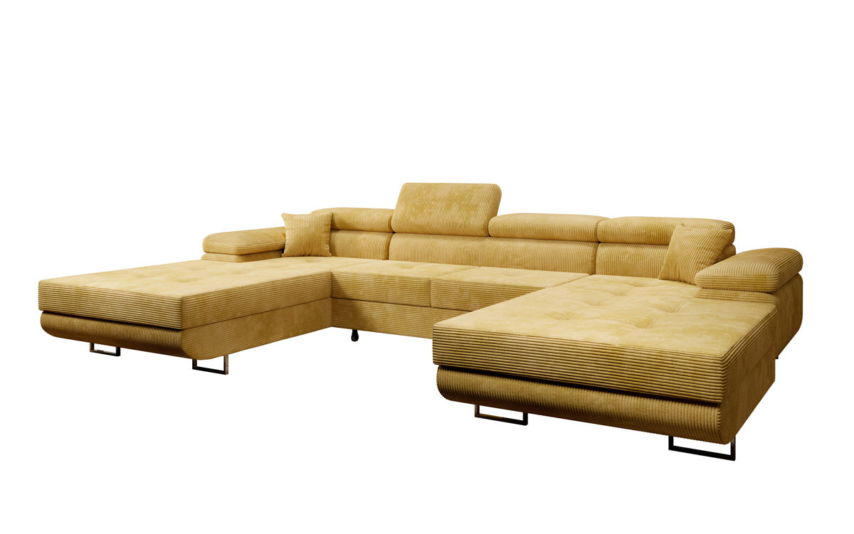 Designer Sofa Calvera U met slaap- en klapfunctie in corduroy