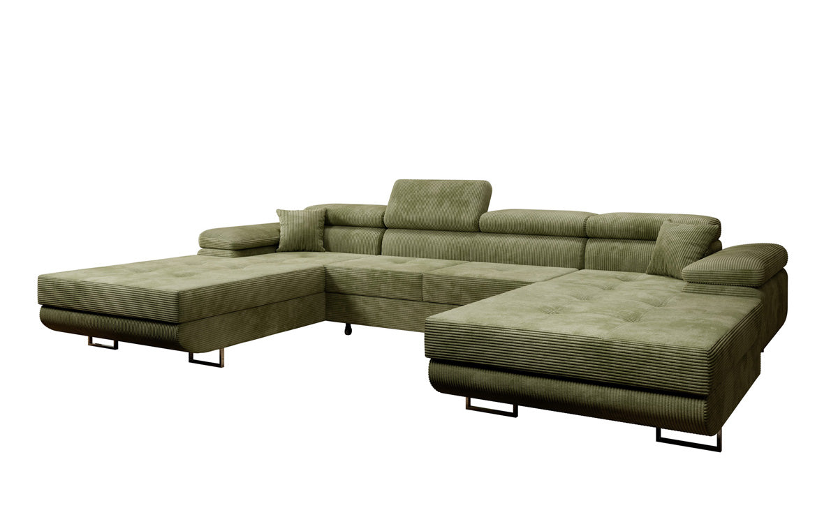 Designer Sofa Calvera U met slaap- en klapfunctie in corduroy