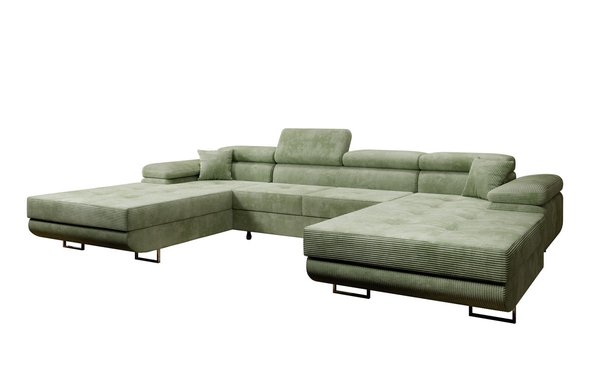 Designer Sofa Calvera U met slaap- en klapfunctie in corduroy