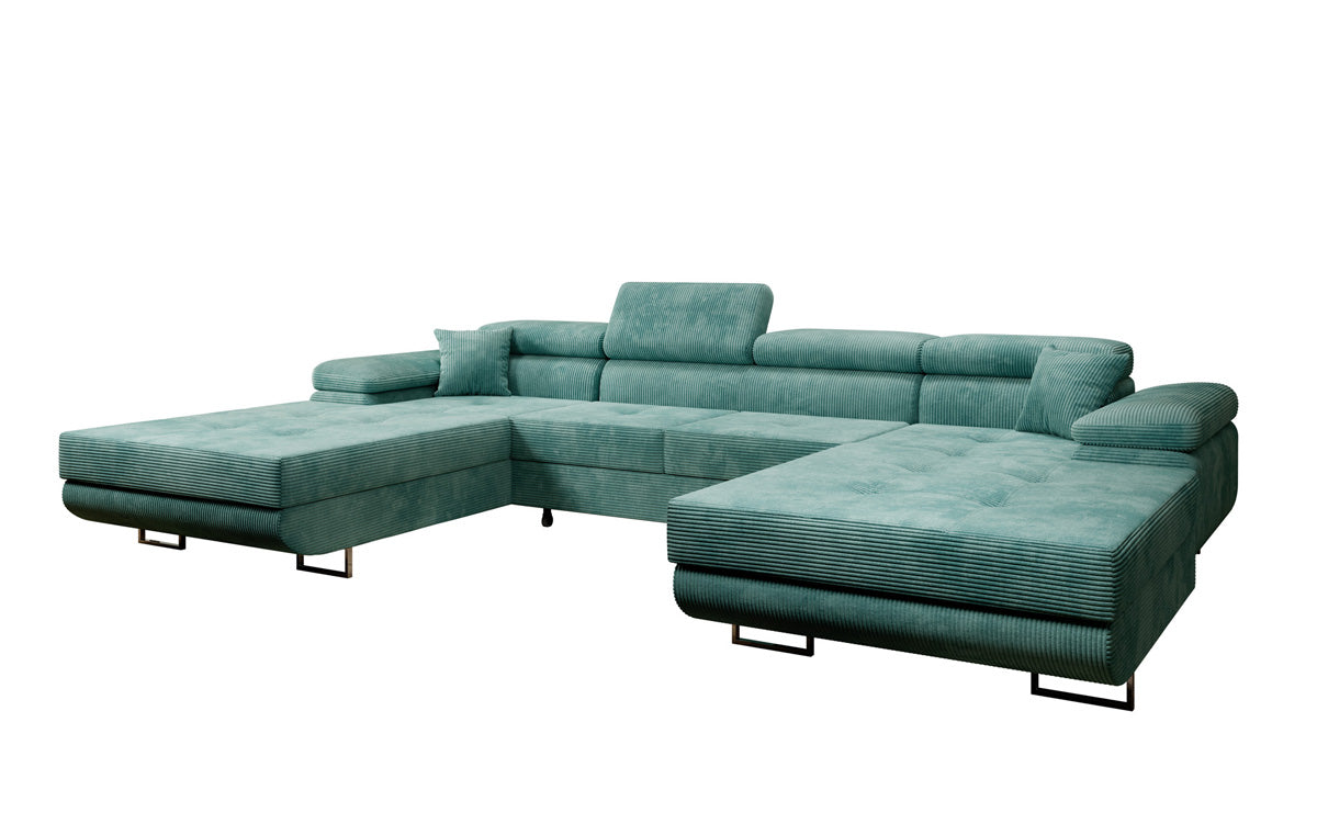 Designer Sofa Calvera U met slaap- en klapfunctie in corduroy