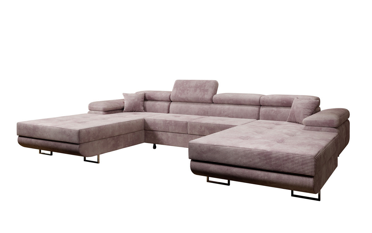 Designer Sofa Calvera U met slaap- en klapfunctie in corduroy