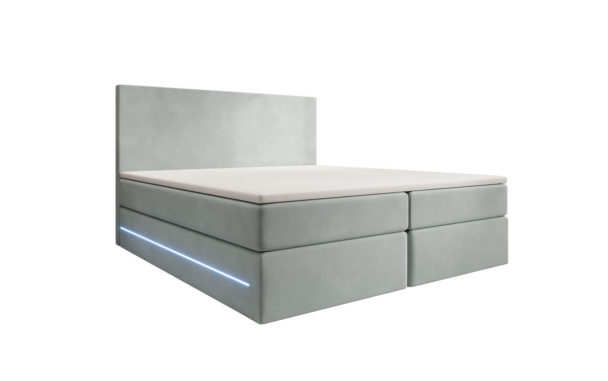 Boxspringbed Voyage met LED en opbergruimte in Fluweel