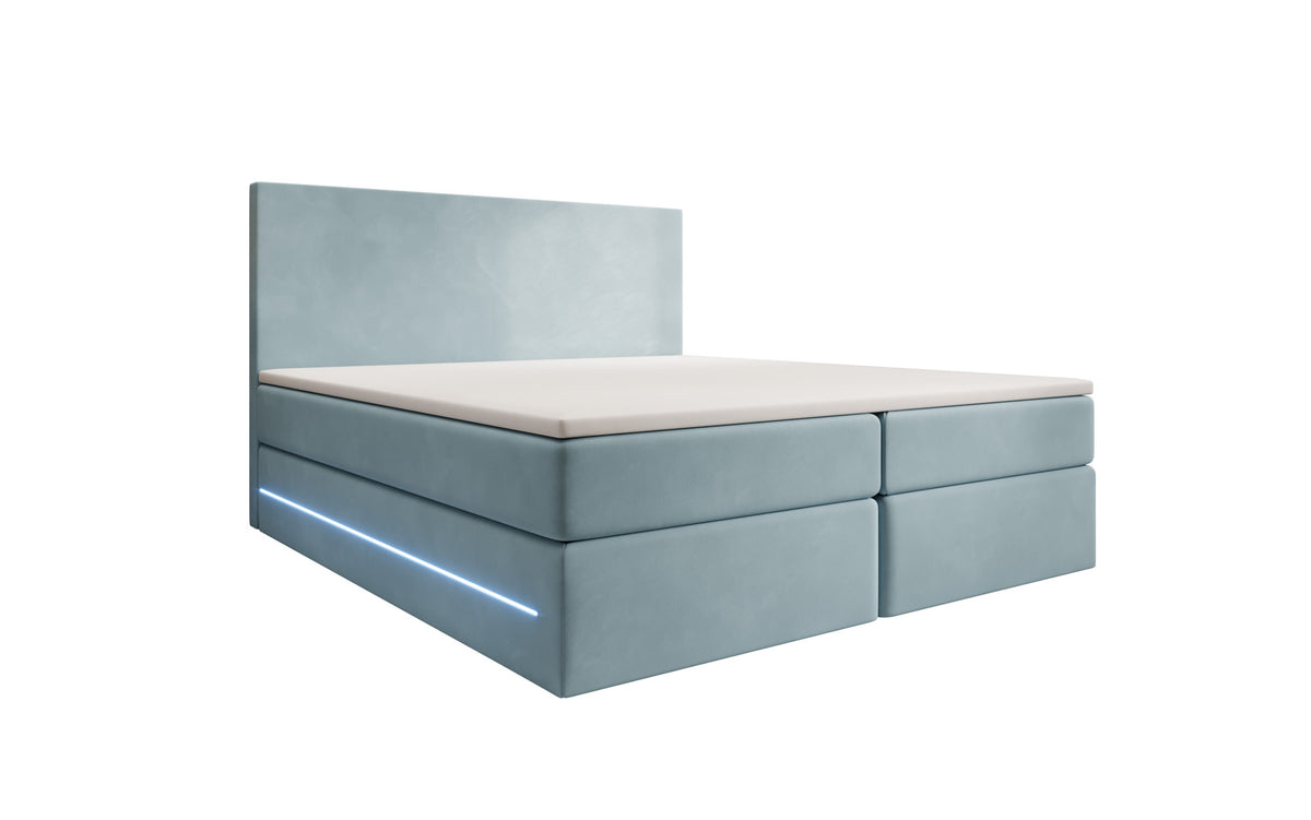Boxspringbed Voyage met LED en opbergruimte in Fluweel