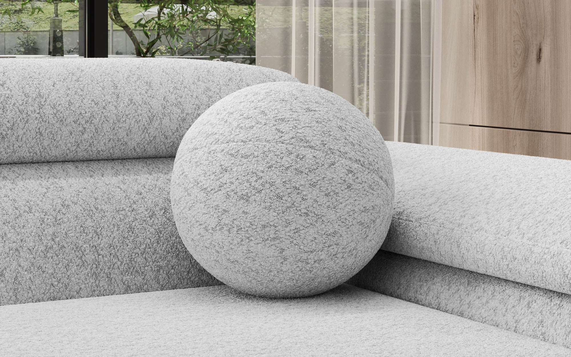 Rond sierkussen Globe ⌀28 cm van bouclé