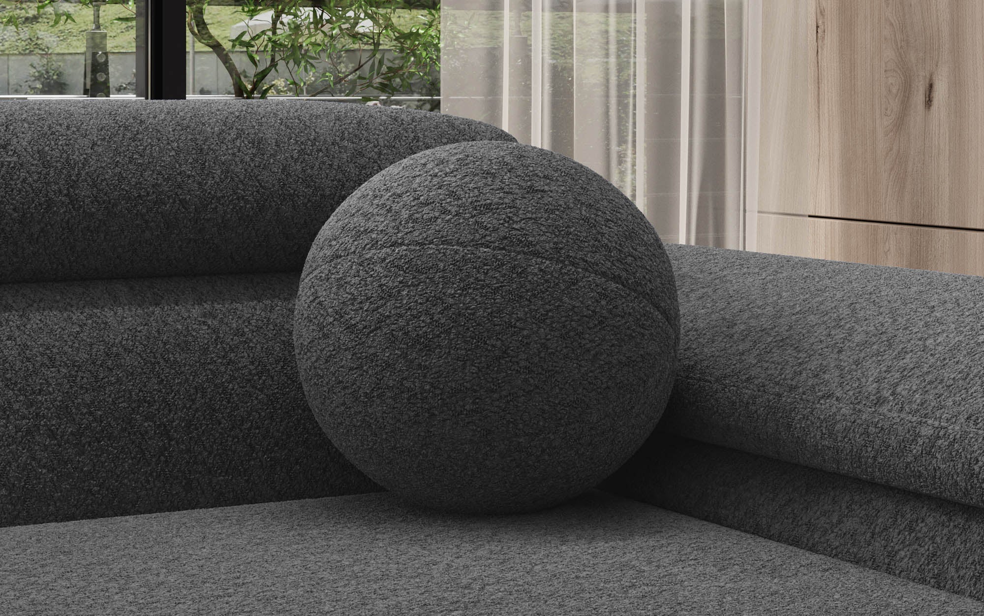 Rond sierkussen Globe ⌀28 cm van bouclé