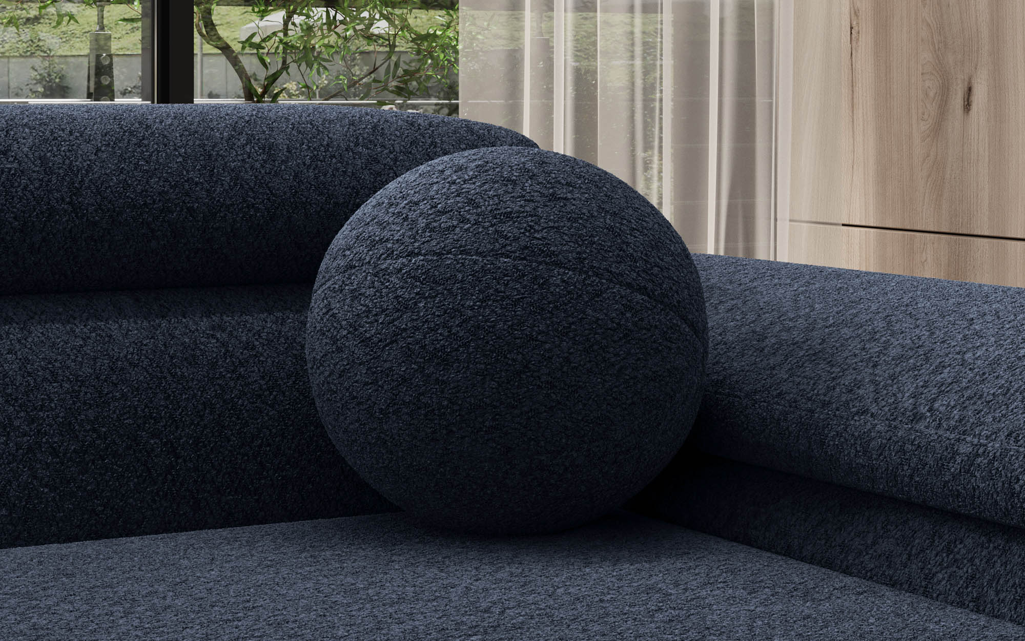 Rond sierkussen Globe ⌀28 cm van bouclé