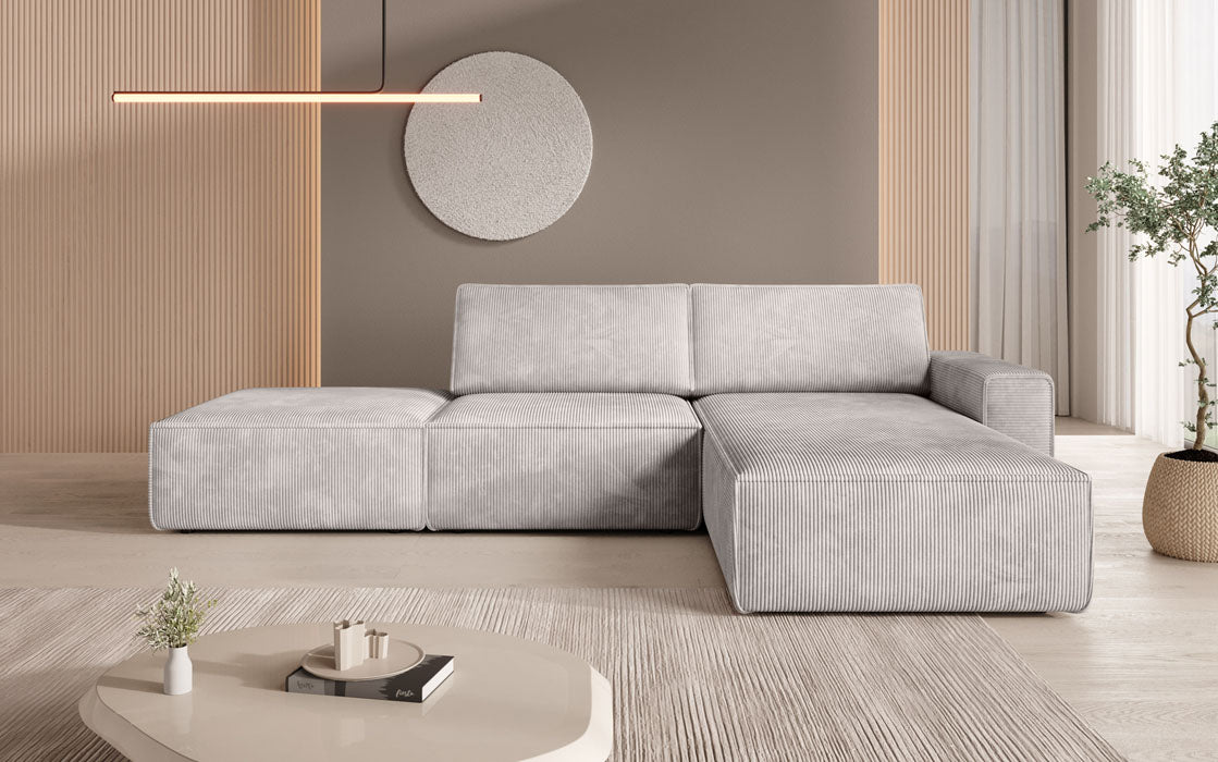 Modulares Ecksofa Yuma mit Beistellhocker aus Cord