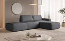 Modulaire hoekbank Yuma met bijzetpoef van bouclé