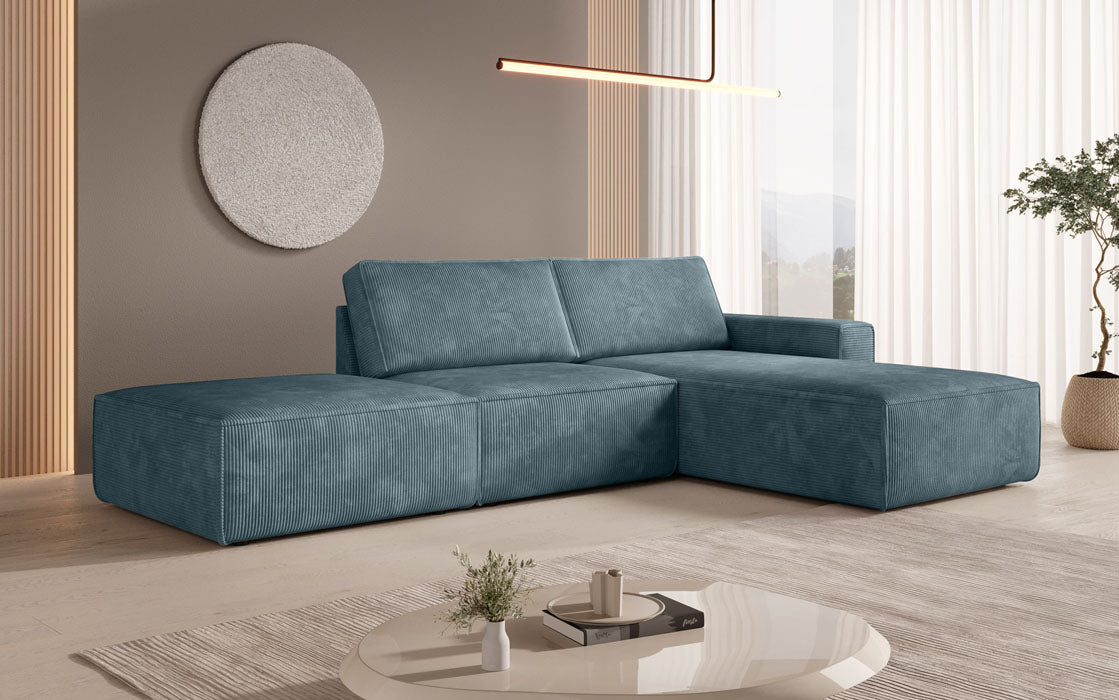 Modulares Ecksofa Yuma mit Beistellhocker aus Cord