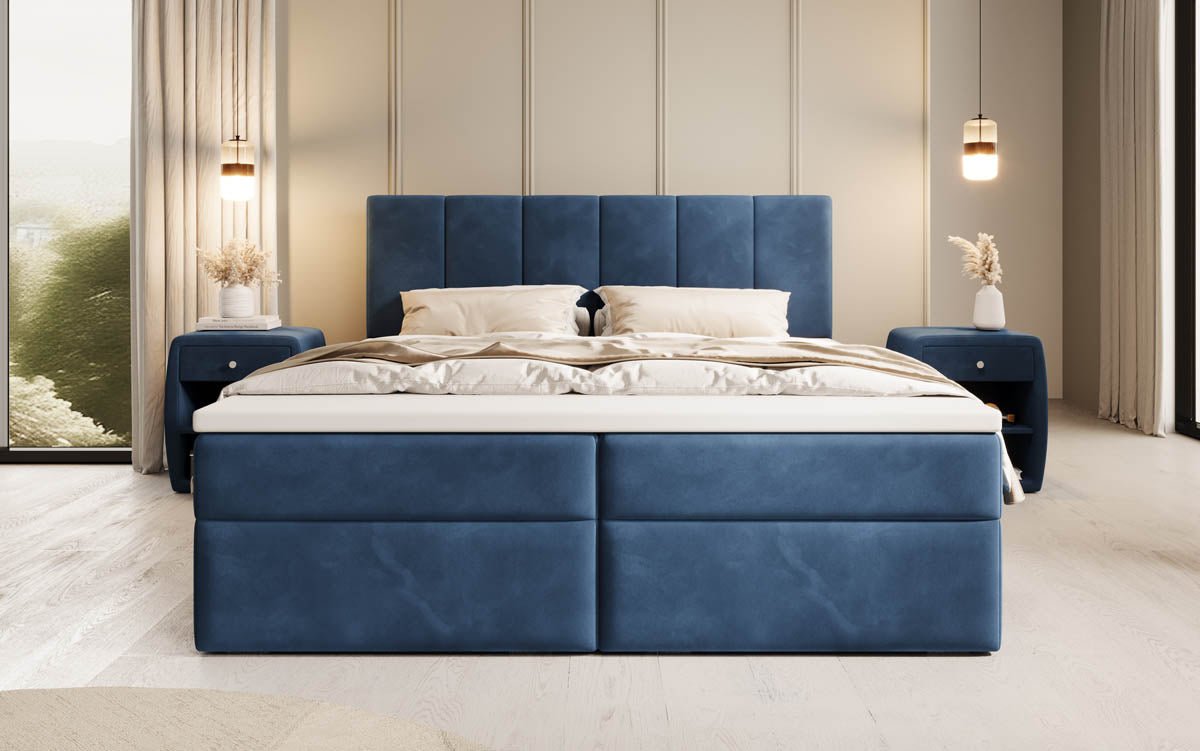 Boxspringbed Aurelia van fluweel met opbergruimte