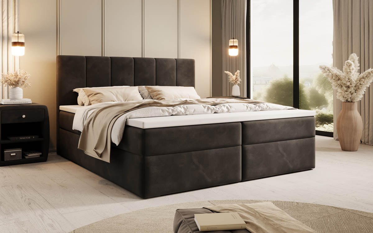 Boxspringbed Aurelia van fluweel met opbergruimte