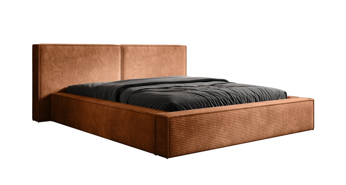 Designer gestoffeerd bed Ophelia in corduroy met opbergruimte