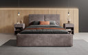 Designer gestoffeerd bed Elara in corduroy met opbergruimte