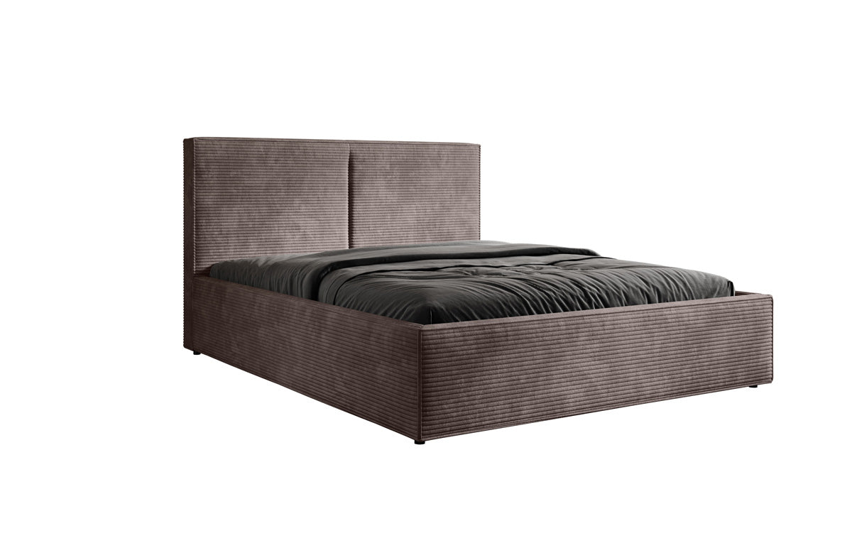 Designer gestoffeerd bed Elara in corduroy met opbergruimte