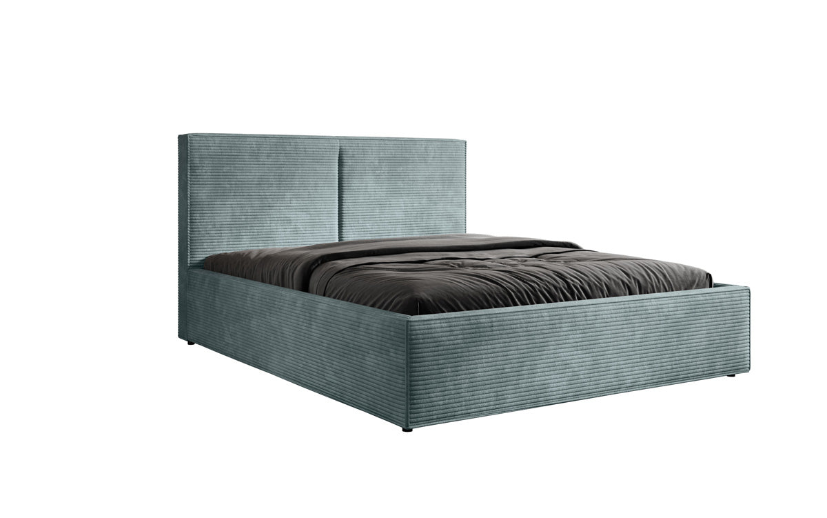 Designer gestoffeerd bed Elara in corduroy met opbergruimte