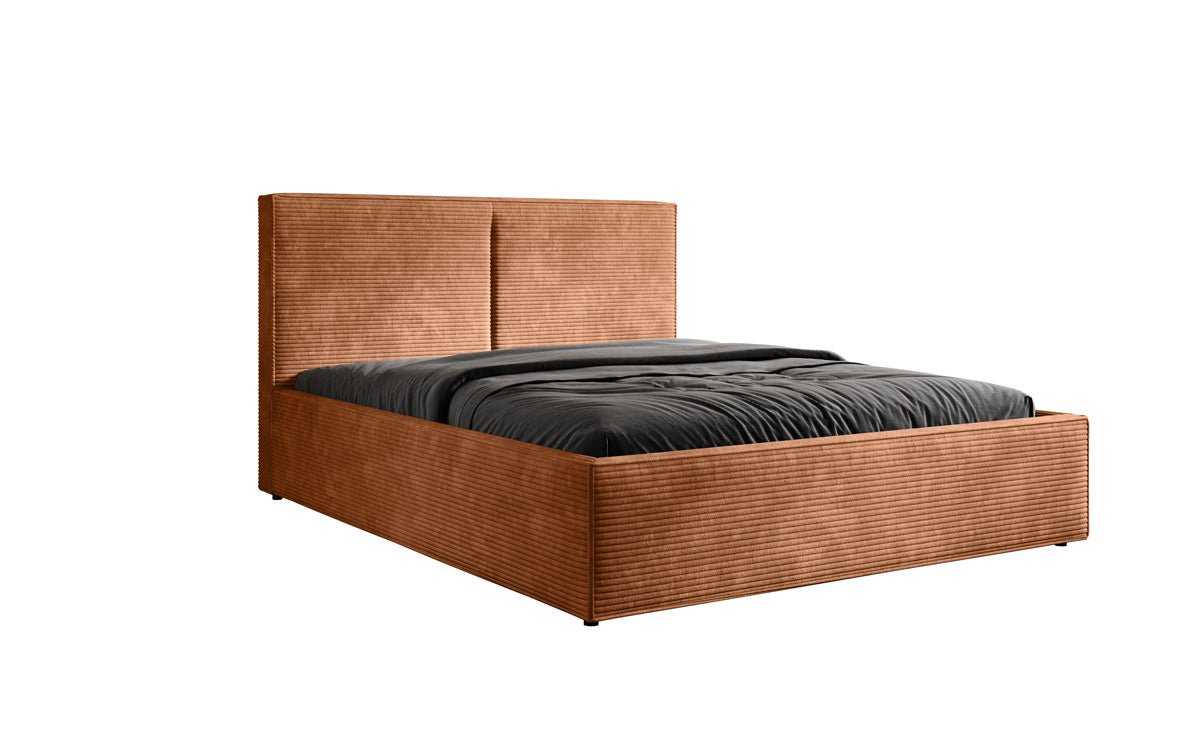 Designer gestoffeerd bed Elara in corduroy met opbergruimte