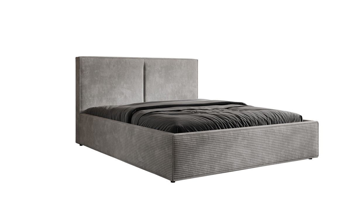 Designer gestoffeerd bed Elara in corduroy met opbergruimte
