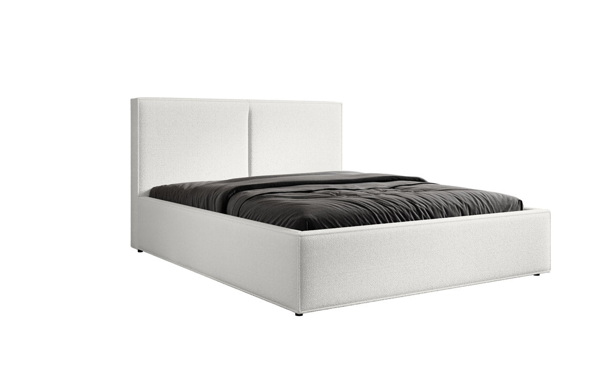 Designer gestoffeerd bed Elara in bouclé met opbergruimte