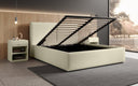 Designer gestoffeerd bed Elara in bouclé met opbergruimte