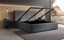Designer gestoffeerd bed Elara in bouclé met opbergruimte