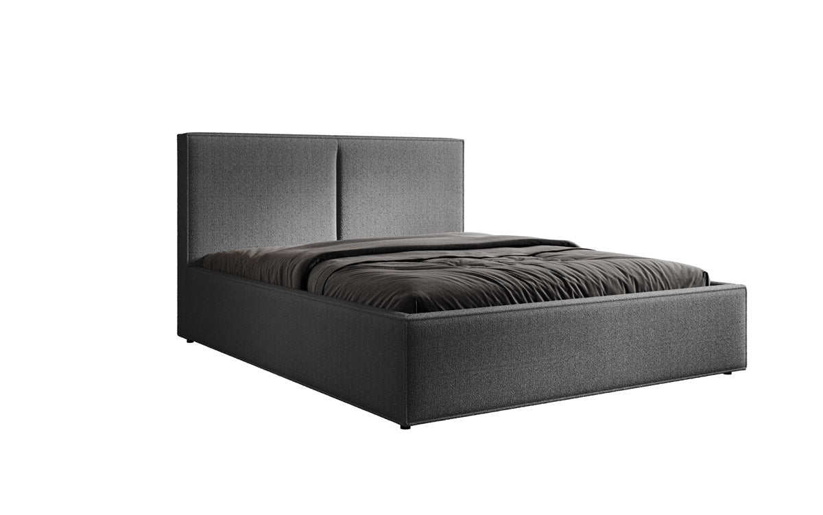 Designer gestoffeerd bed Elara in bouclé met opbergruimte