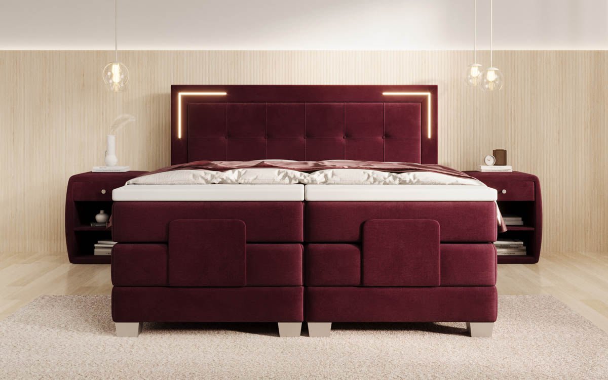 Boxspringbed Noctis van fluweel, elektrisch verstelbaar met LED