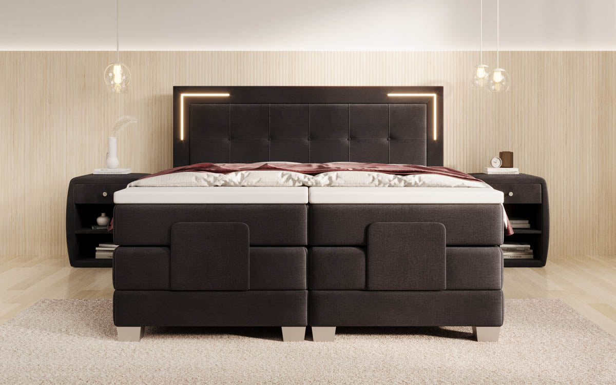Boxspringbed Noctis van fluweel, elektrisch verstelbaar met LED