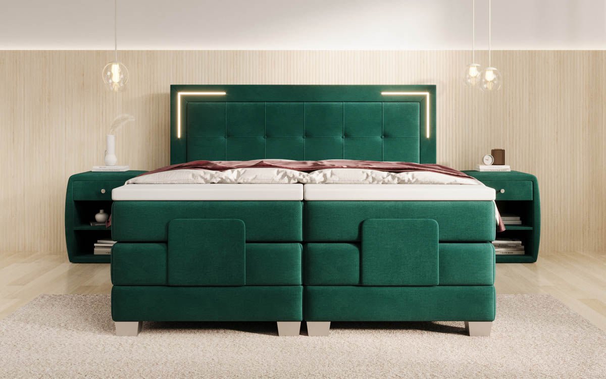 Boxspringbed Noctis van fluweel, elektrisch verstelbaar met LED