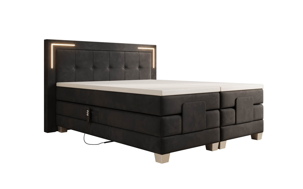 Boxspringbed Noctis van fluweel, elektrisch verstelbaar met LED