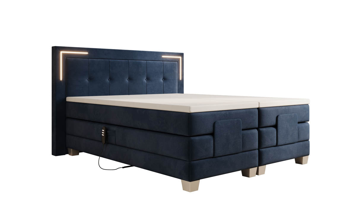 Boxspringbed Noctis van fluweel, elektrisch verstelbaar met LED