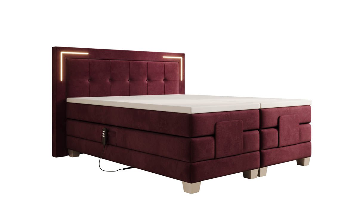 Boxspringbed Noctis van fluweel, elektrisch verstelbaar met LED
