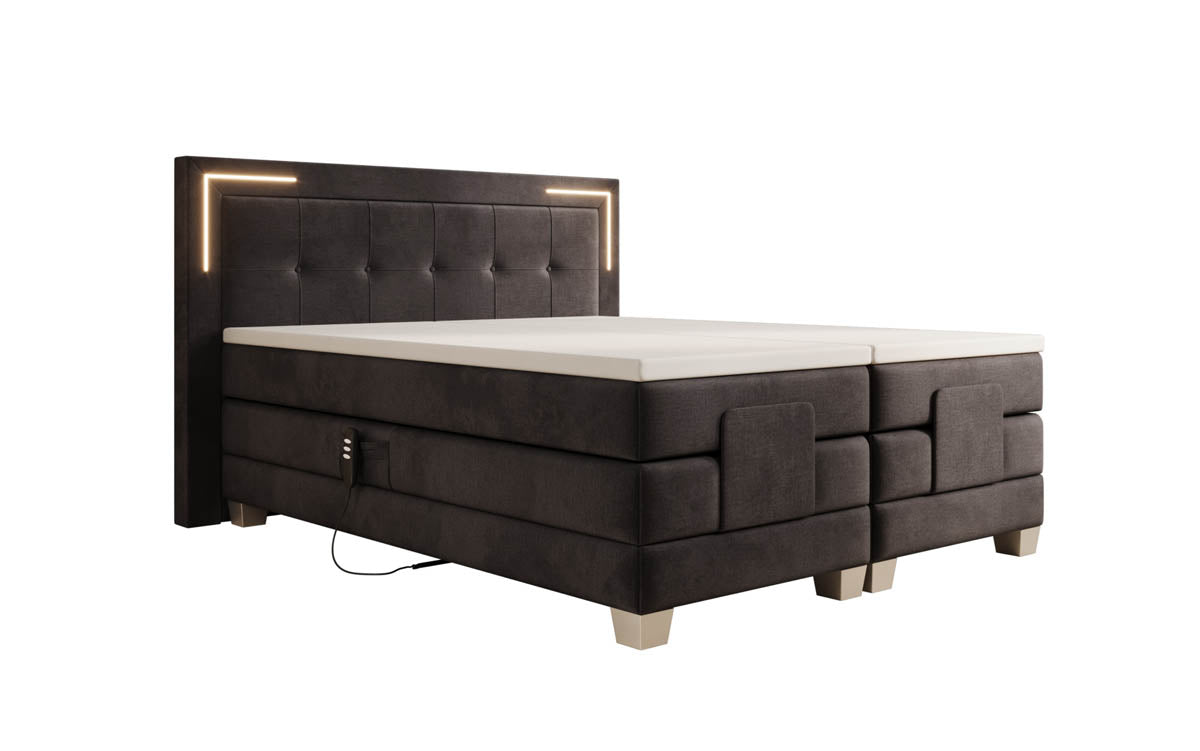 Boxspringbed Noctis van fluweel, elektrisch verstelbaar met LED