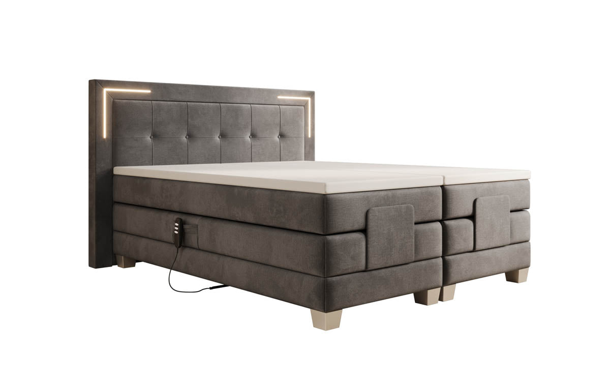 Boxspringbed Noctis van fluweel, elektrisch verstelbaar met LED