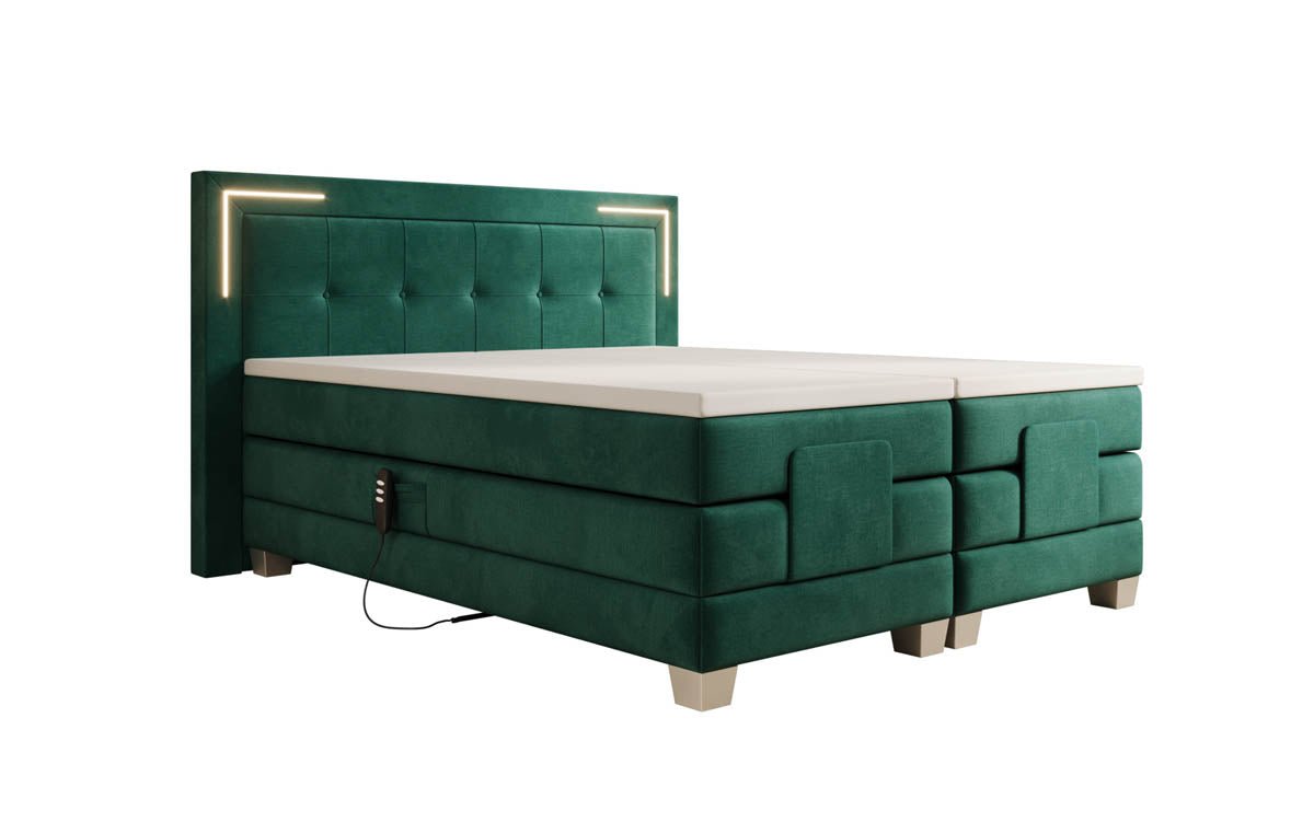 Boxspringbed Noctis van fluweel, elektrisch verstelbaar met LED