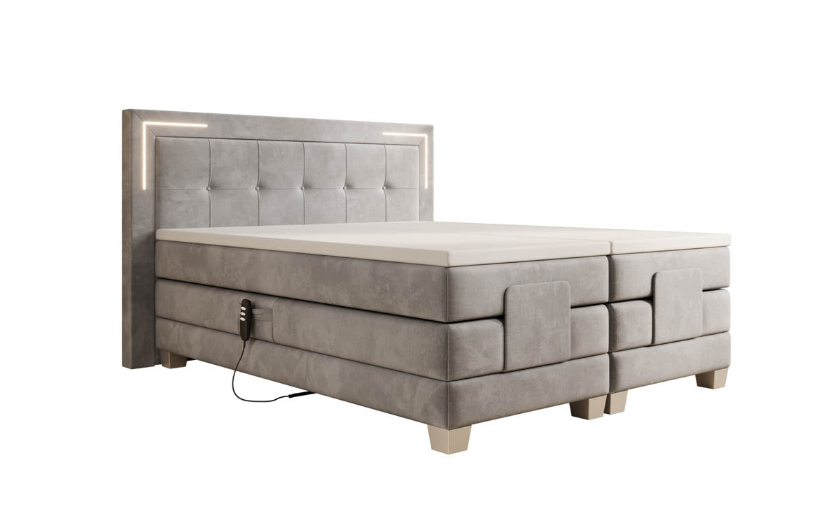Boxspringbed Noctis van fluweel, elektrisch verstelbaar met LED