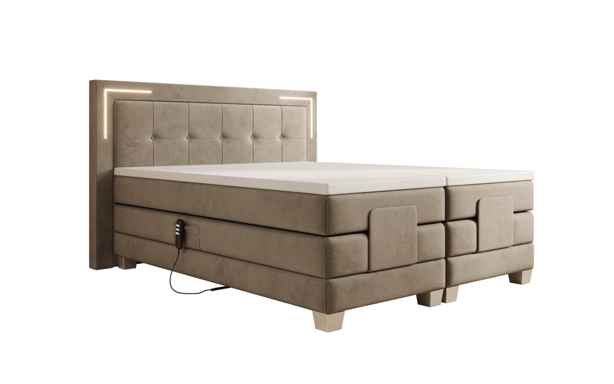 Boxspringbed Noctis van fluweel, elektrisch verstelbaar met LED