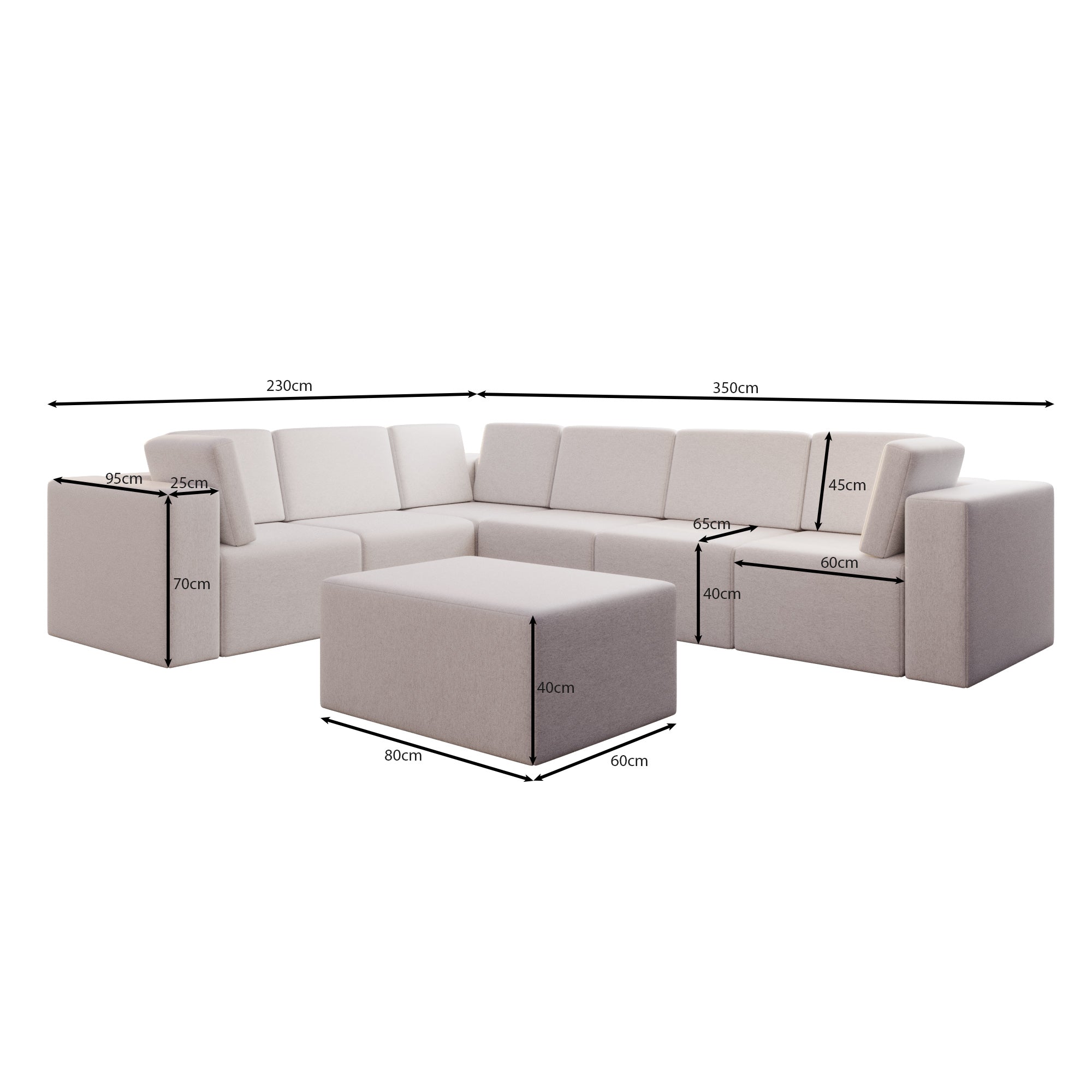 Modulaire tuinsofa Eden L Maxi met bijzettafel