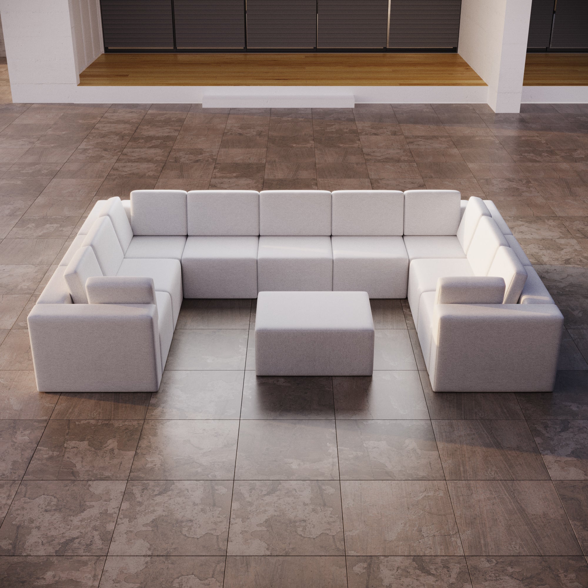 Modulaire tuinsofa Eden U gesloten met bijzettafelkruk