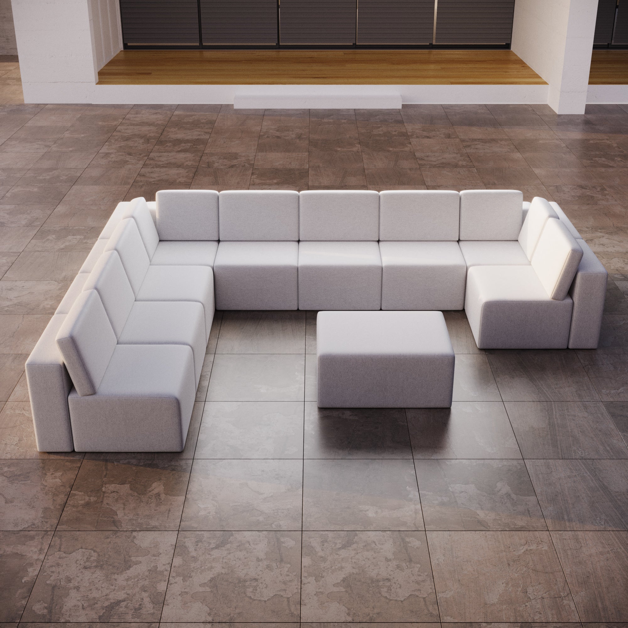 Modulaire tuinsofa Eden U gesloten met bijzettafelkruk