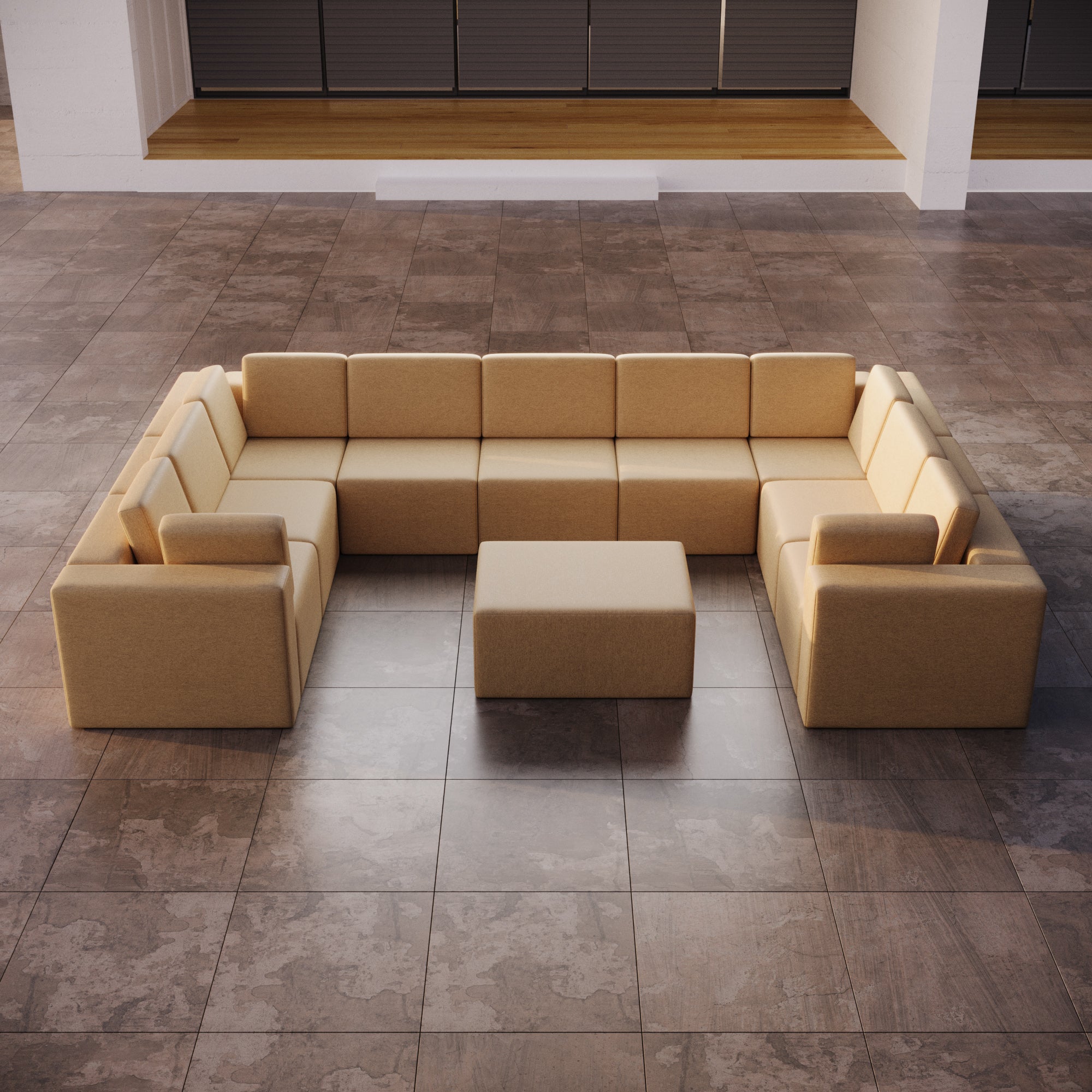 Modulaire tuinsofa Eden U gesloten met bijzettafelkruk