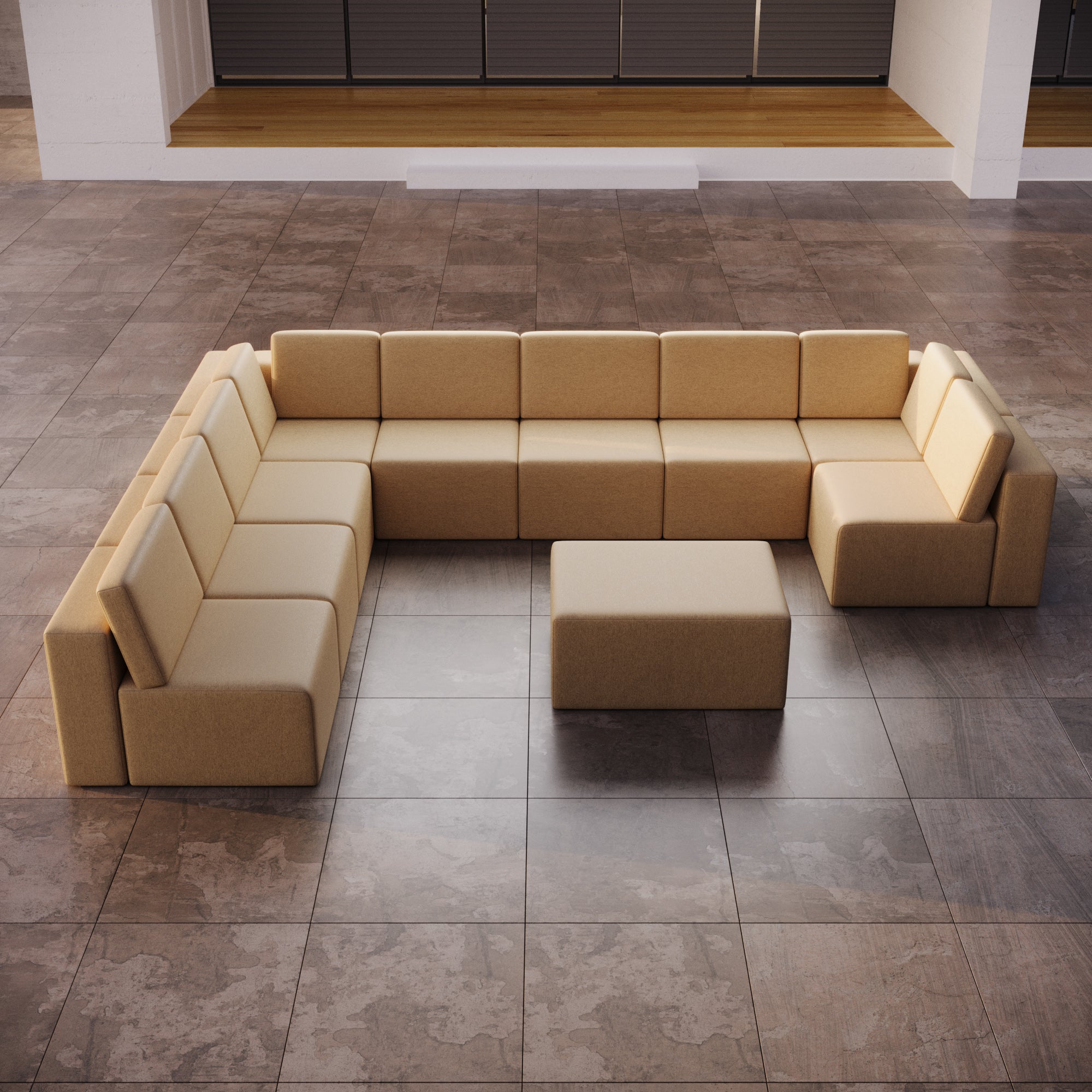 Modulaire tuinsofa Eden U gesloten met bijzettafelkruk