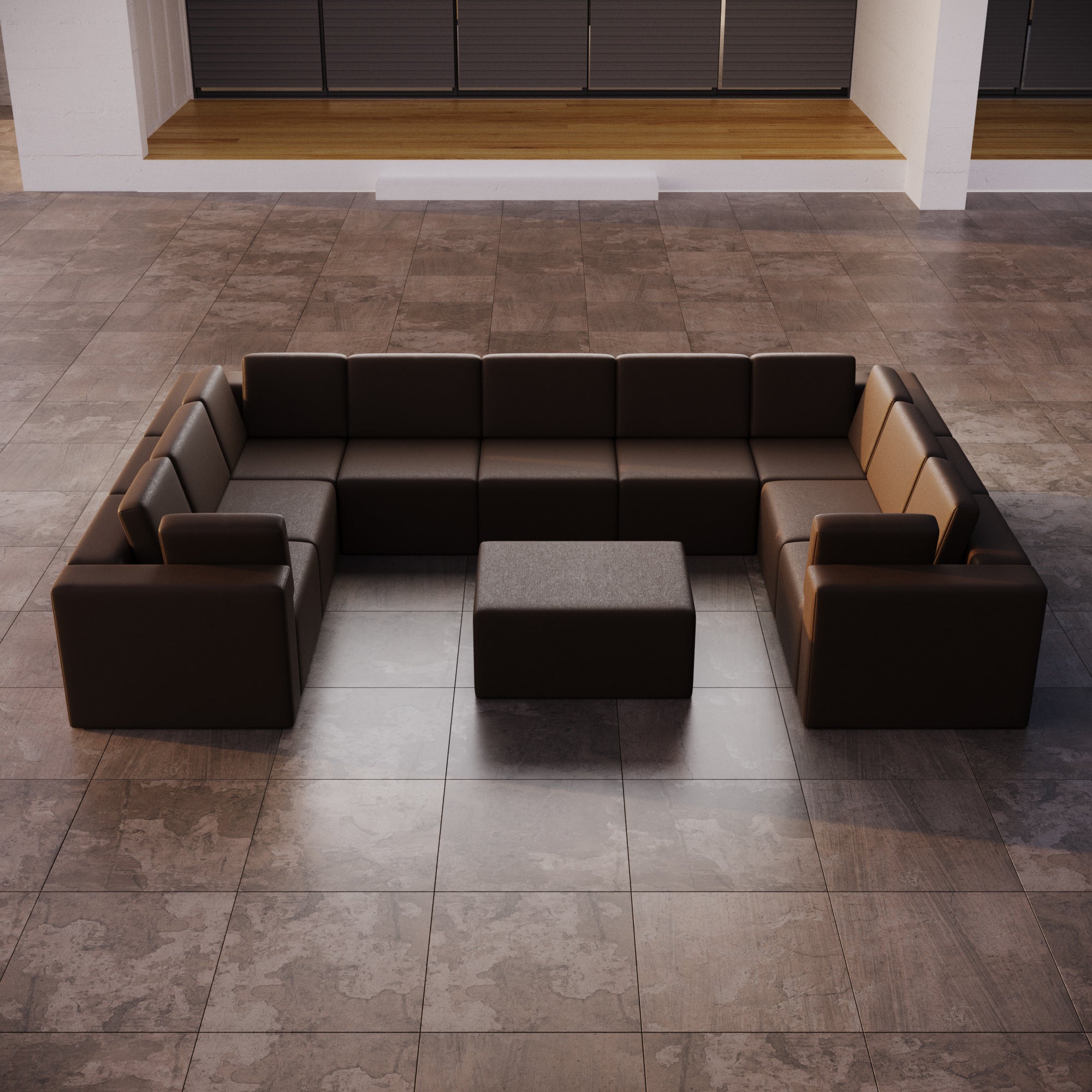 Modulaire tuinsofa Eden U gesloten met bijzettafelkruk
