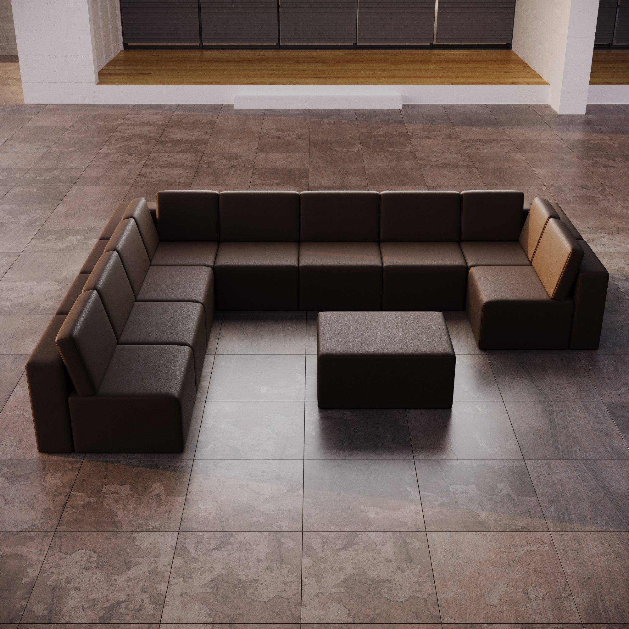 Modulaire tuinsofa Eden U gesloten met bijzettafelkruk