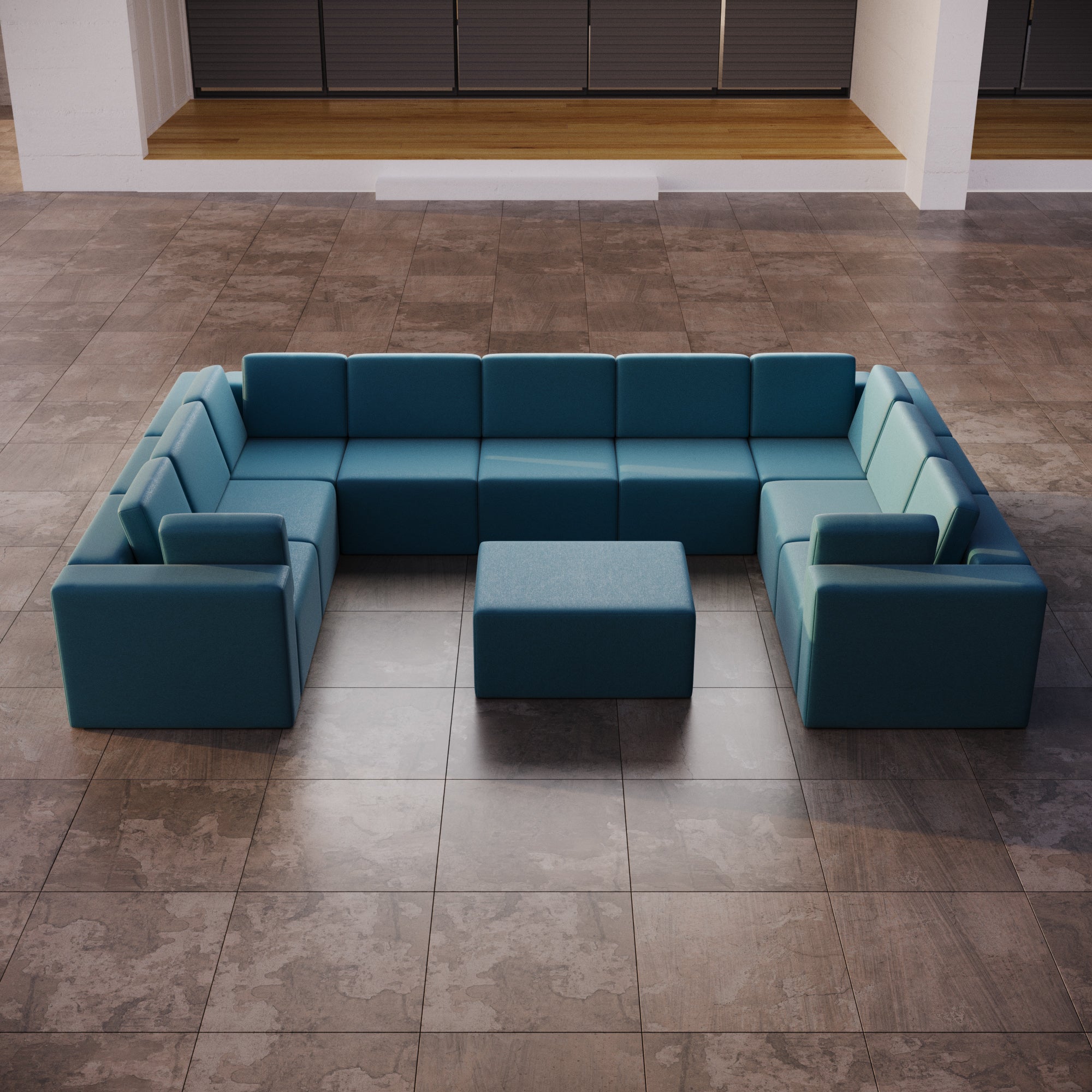Modulaire tuinsofa Eden U gesloten met bijzettafelkruk