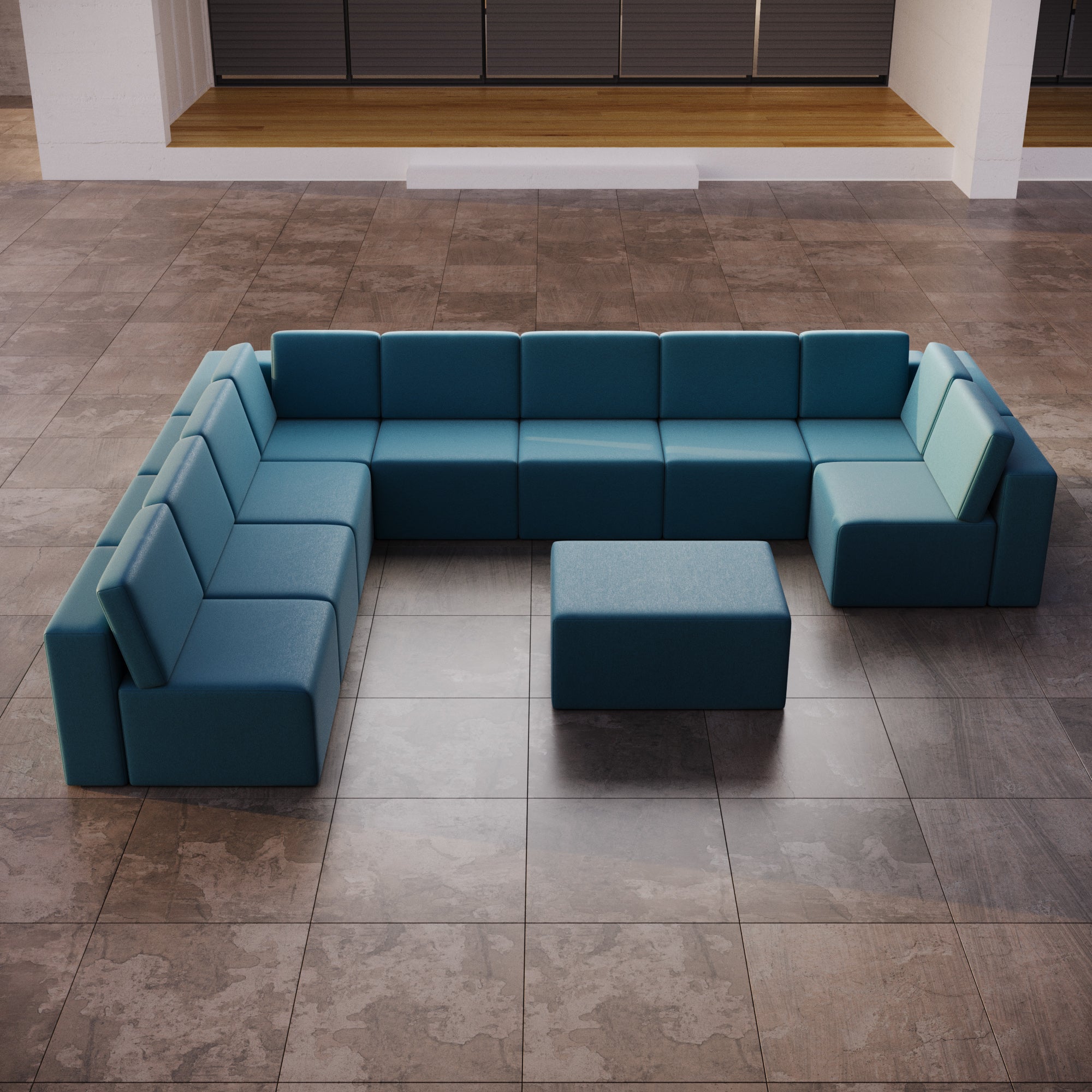 Modulaire tuinsofa Eden U gesloten met bijzettafelkruk