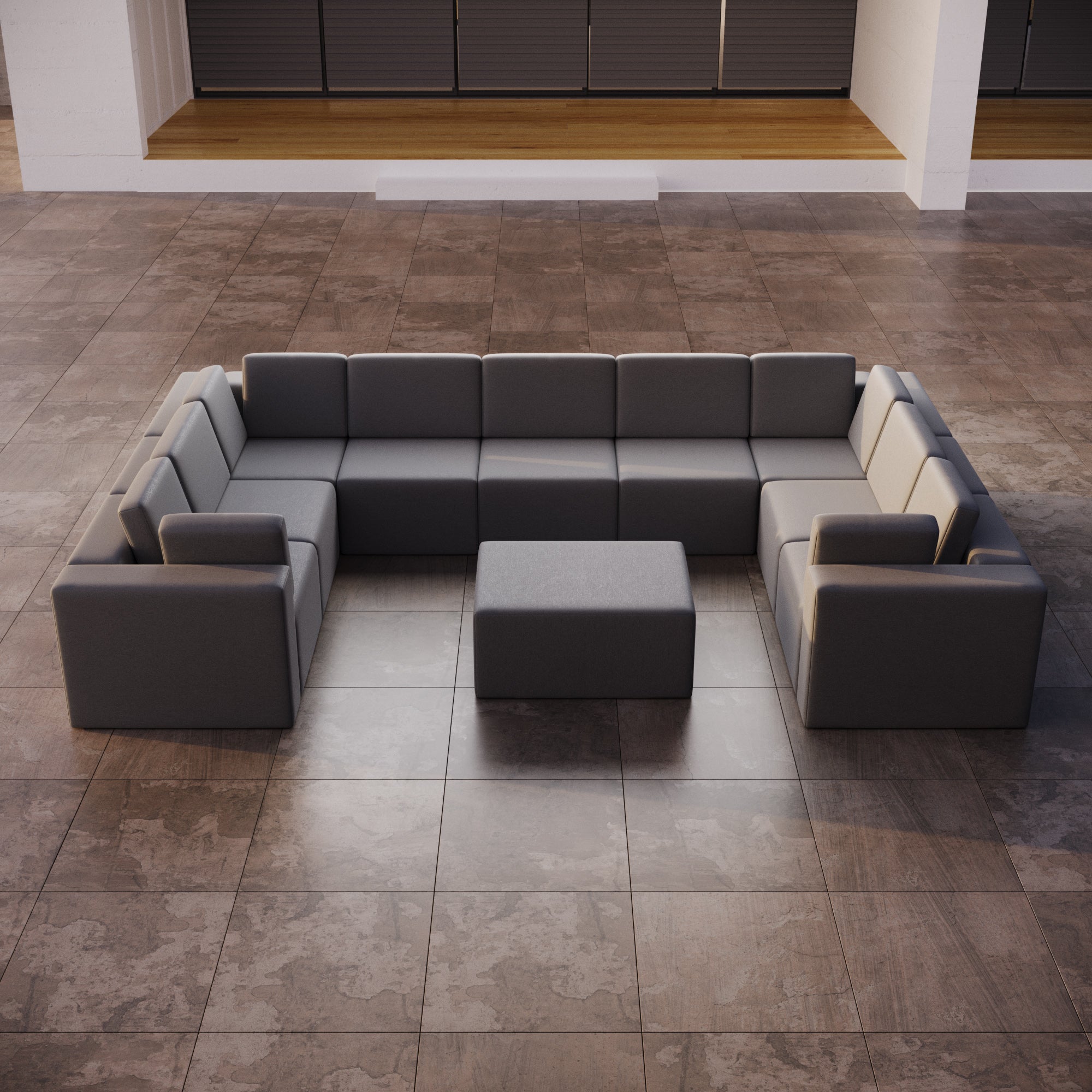 Modulaire tuinsofa Eden U gesloten met bijzettafelkruk