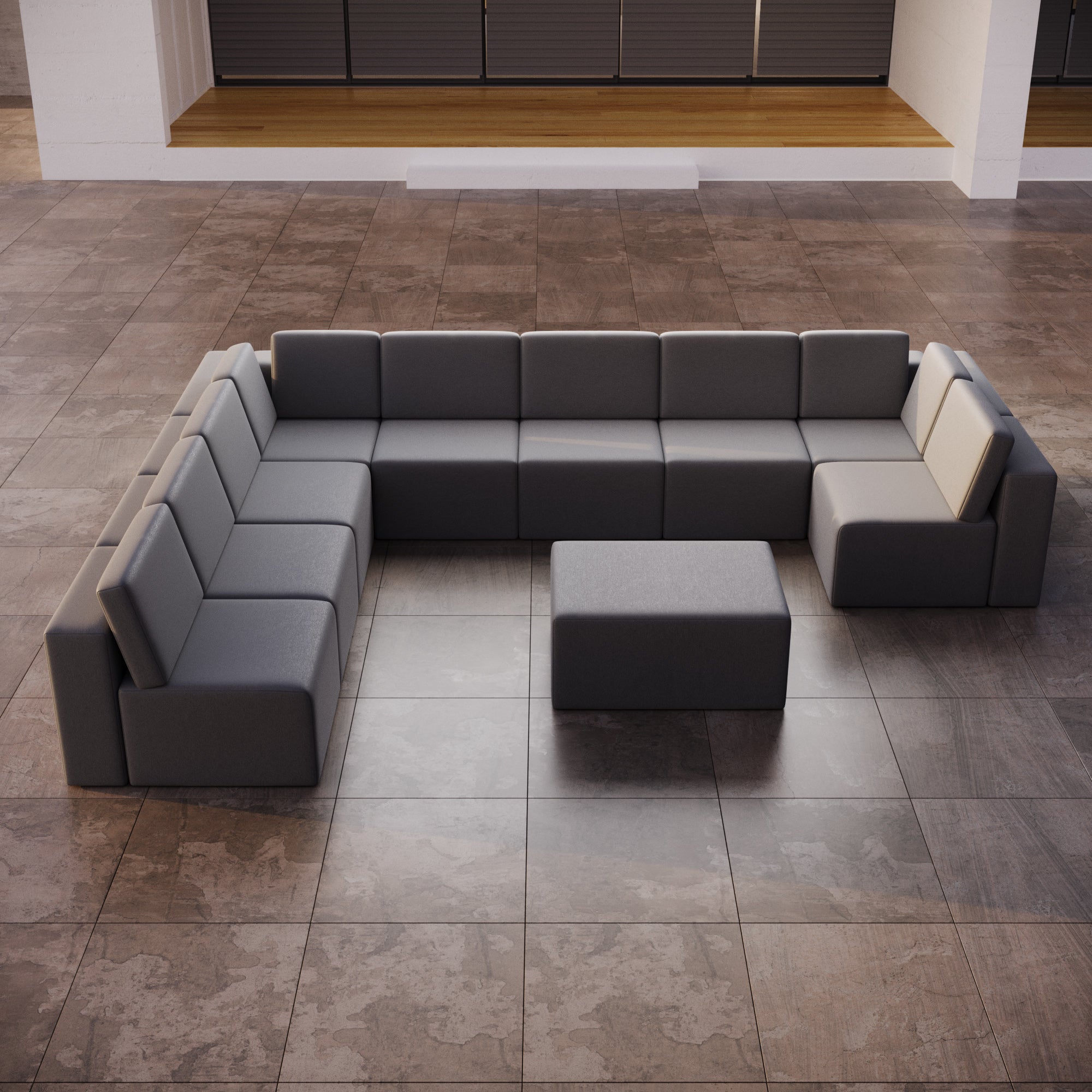 Modulaire tuinsofa Eden U gesloten met bijzettafelkruk