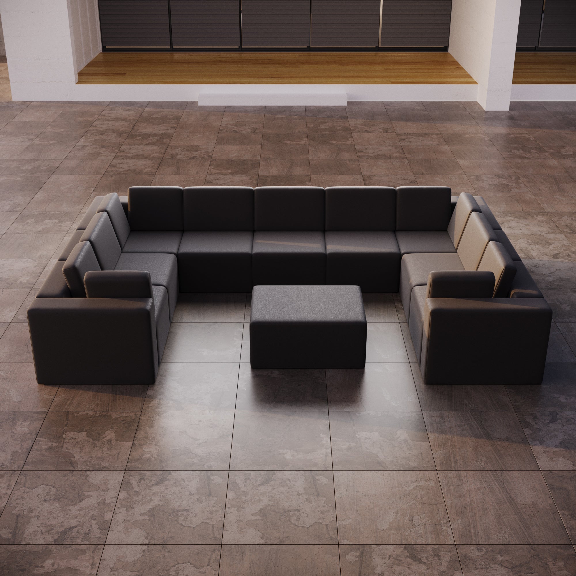 Modulaire tuinsofa Eden U gesloten met bijzettafelkruk