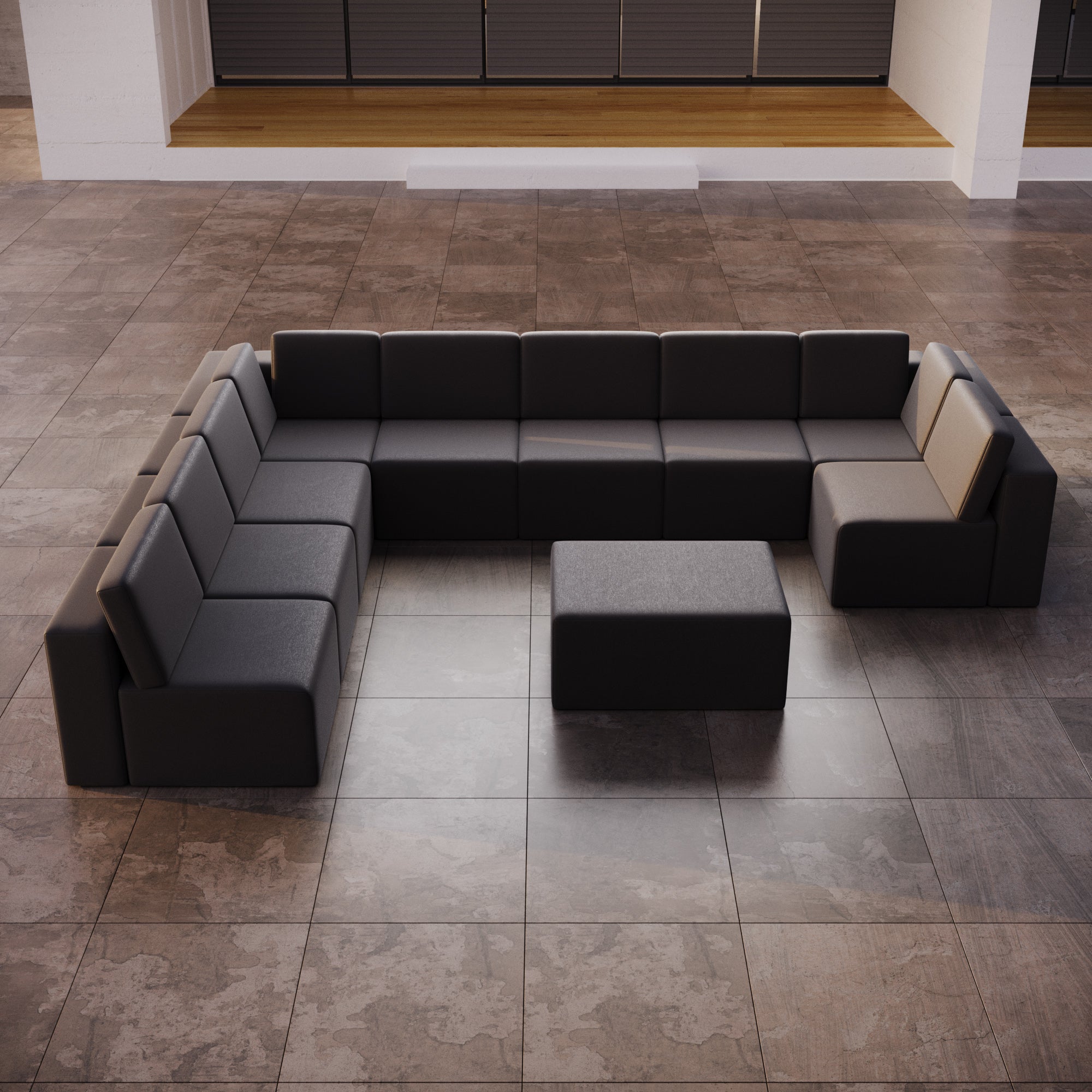 Modulaire tuinsofa Eden U gesloten met bijzettafelkruk